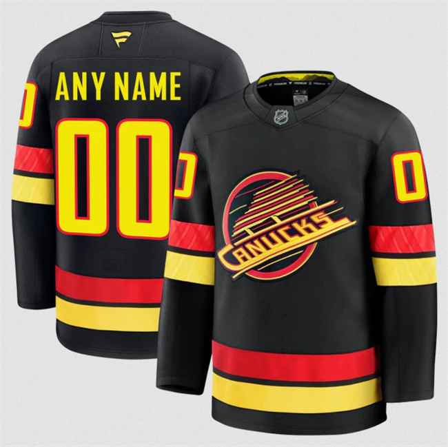 Men's Vancouver Canucks Active Player Custom Black 2024-25 Alternate Stitched Hockey Jersey